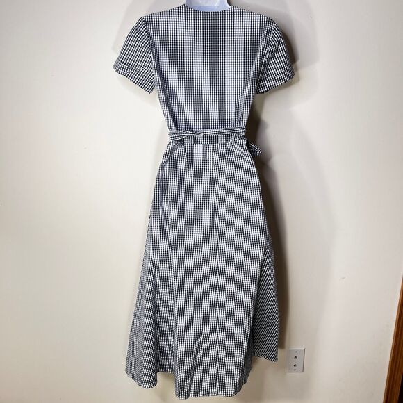L'Academie Tuscy Wrap Dress XS Revolve Blue White Gingham Pattern Short Sleeve - Picture 6 of 9